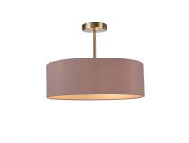 DK0700  Baymont 45cm Semi Flush 3 Light Antique Brass, Taupe/Halo Gold